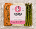 Salmon with white rice and asparagus